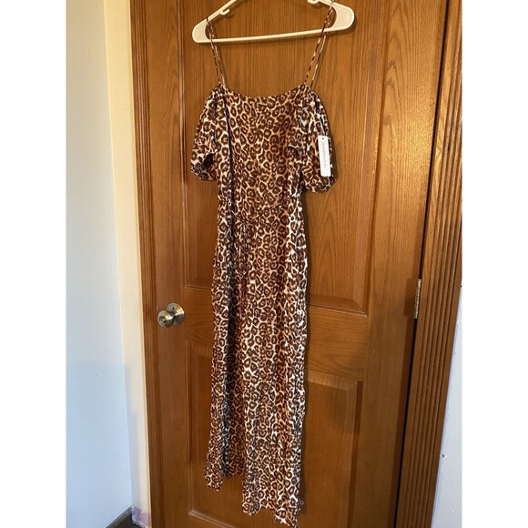 Women’s Zimmermann Animal Print Square Neckline Jumpsuit Off The Shoulder Sz 4-6 - Picture 2 of 7